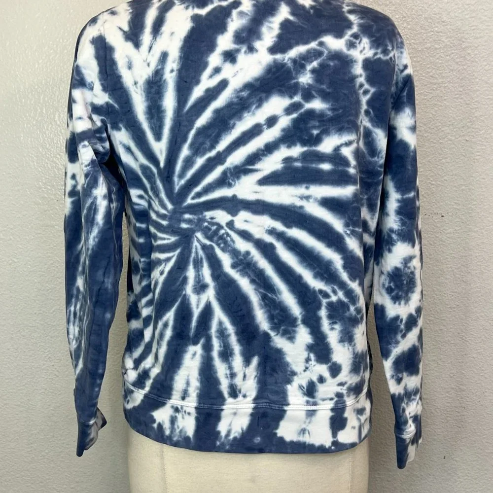 J. Crew‎ White Blue Tie Dye Sweatshirt Size S 100% Cotton